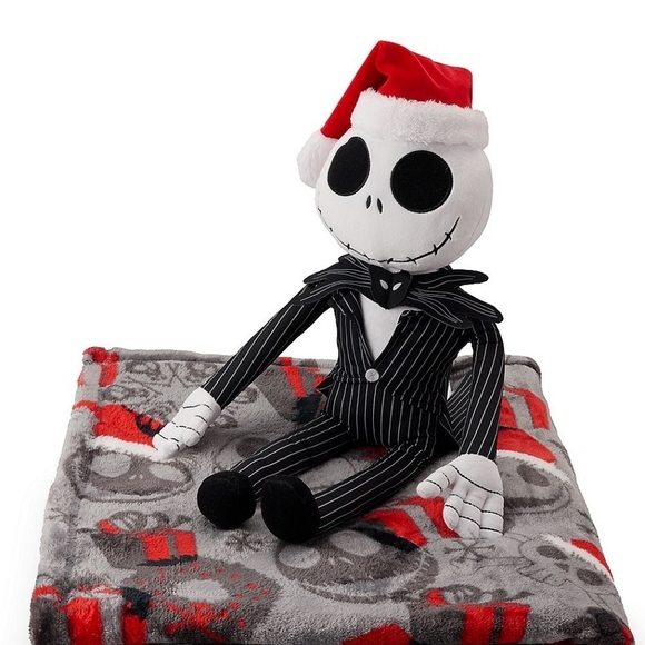 NBC Nightmare before Christmas disney jack skellington plush & throw 50x60 Nwt - Picture 2 of 2